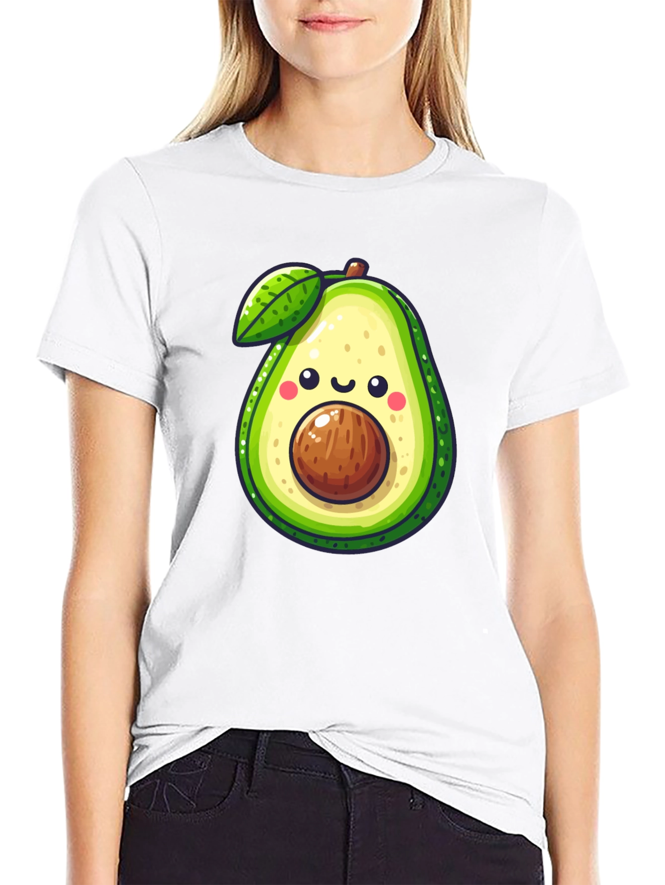 Cute Avocado Graphic Tee - Black Cotton Shirt