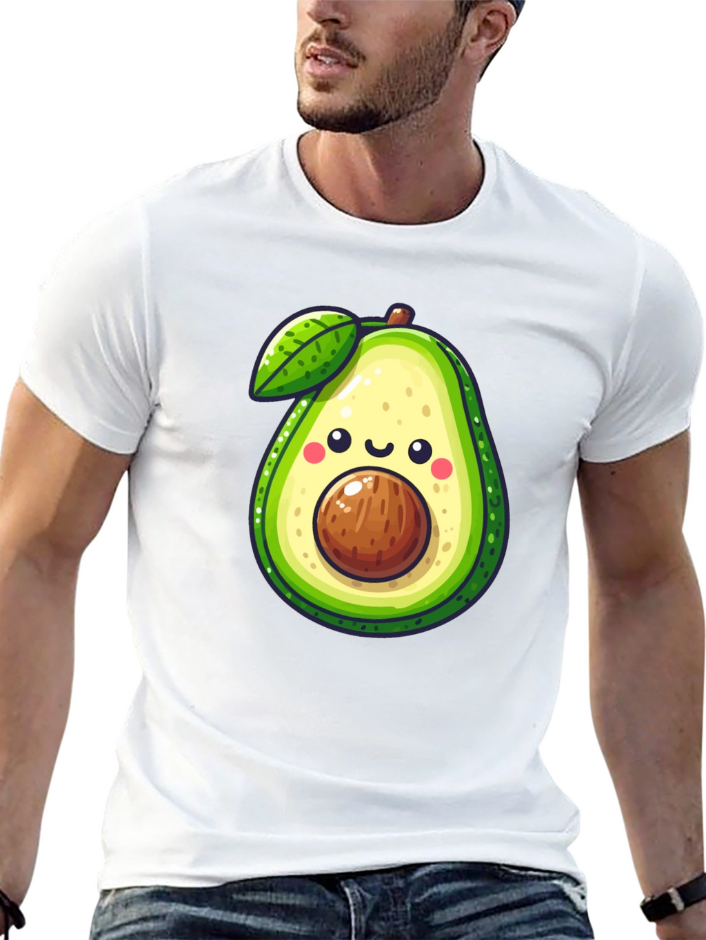 Cute Avocado Graphic Tee - Black Cotton Shirt