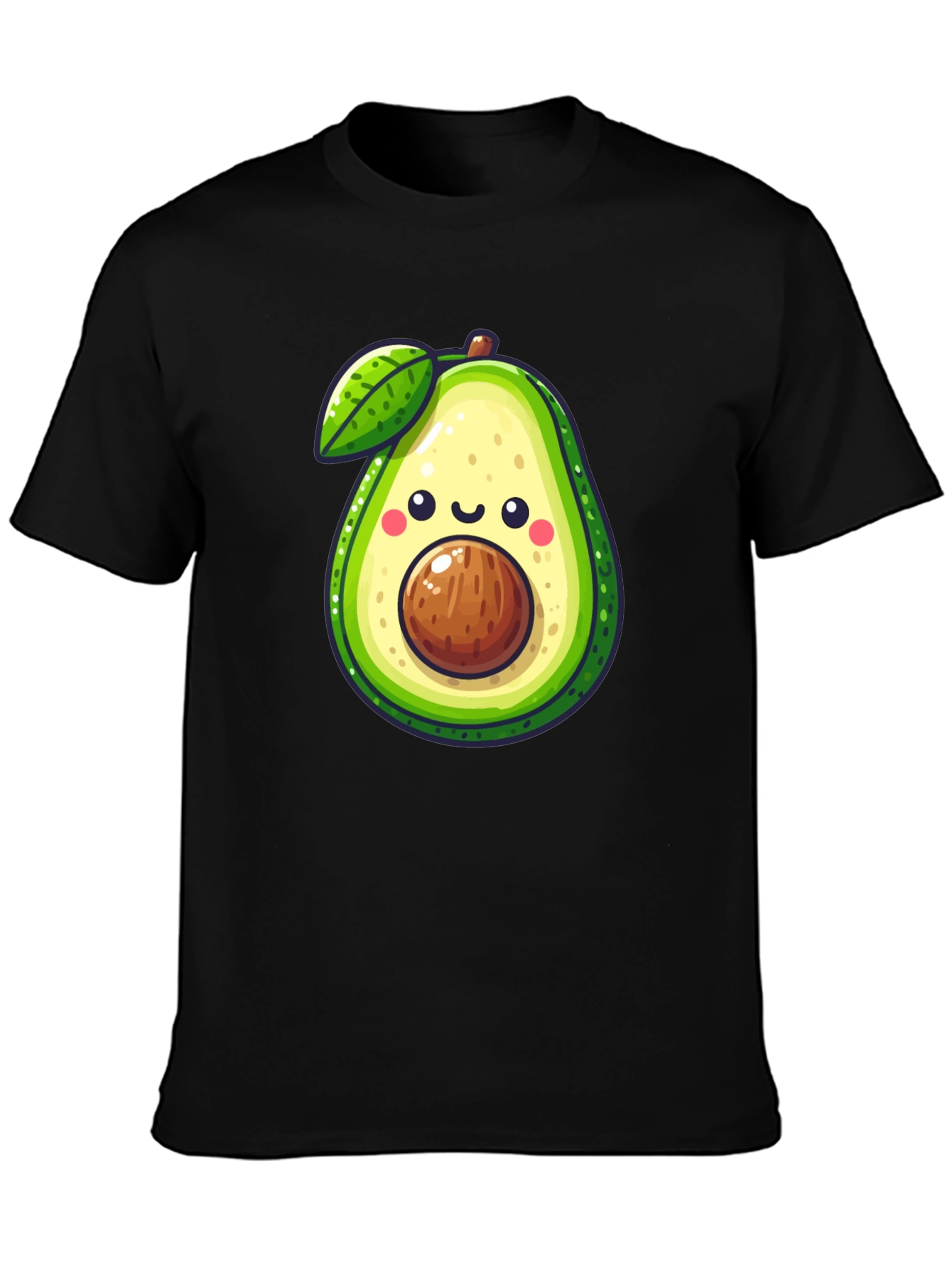 Cute Avocado Graphic Tee - Black Cotton Shirt