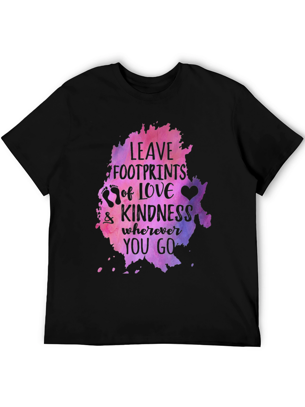 Leave Footprints of Love Kindness Graphic Tee - Black