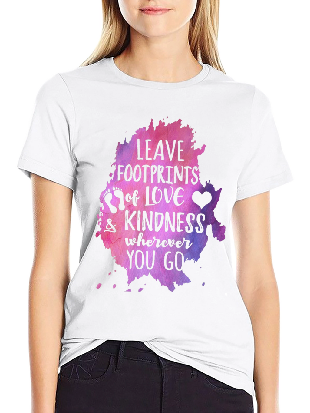 Leave Footprints of Love Kindness Graphic Tee - Black