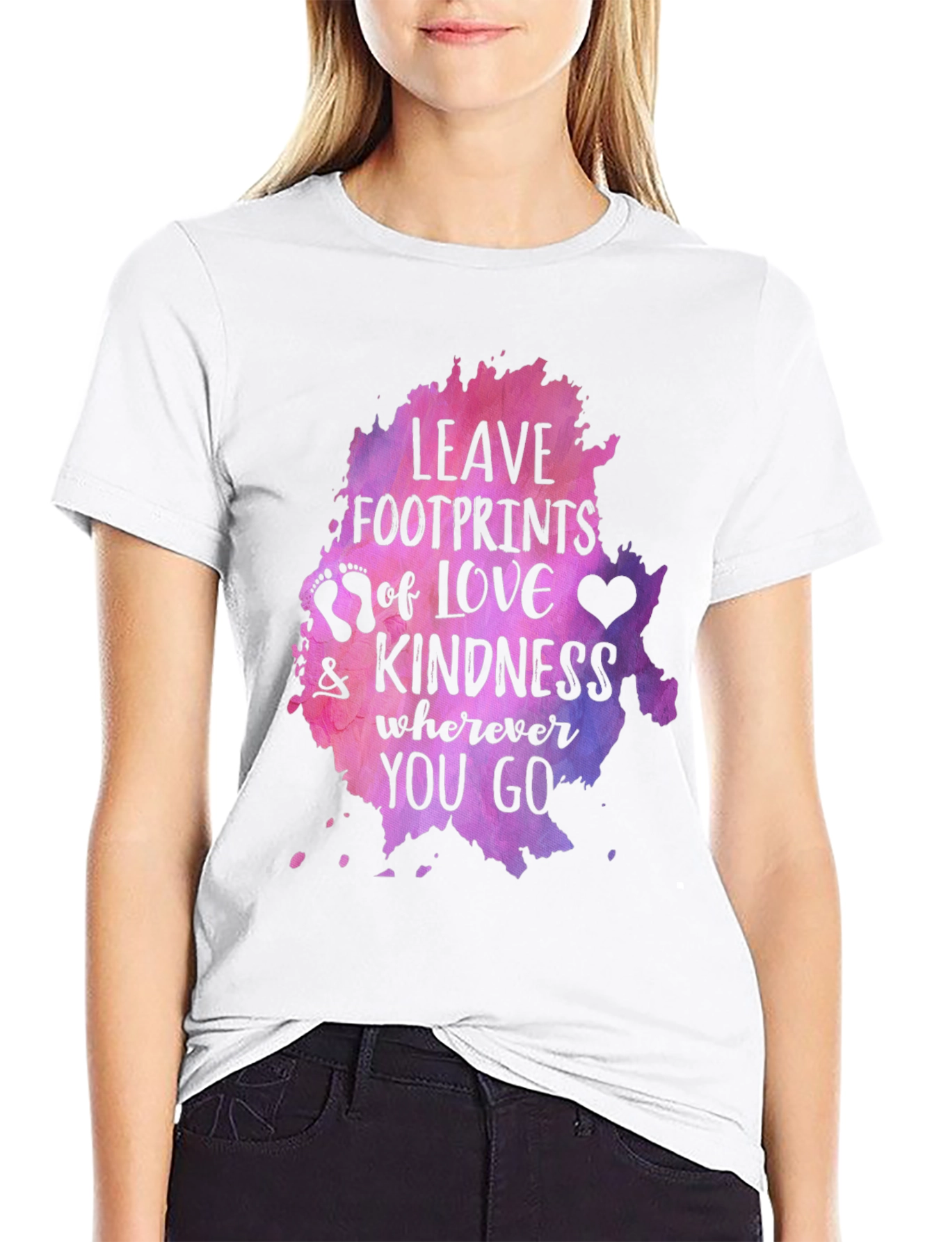 Leave Footprints of Love Kindness Graphic Tee - Black
