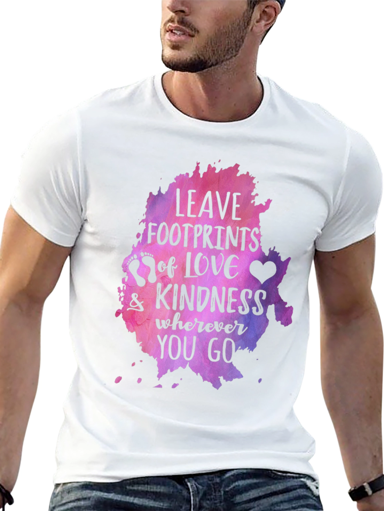 Leave Footprints of Love Kindness Graphic Tee - Black