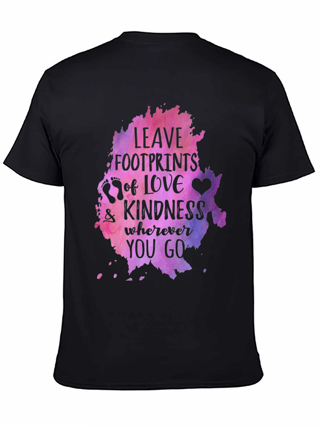 Leave Footprints of Love Kindness Graphic Tee - Black