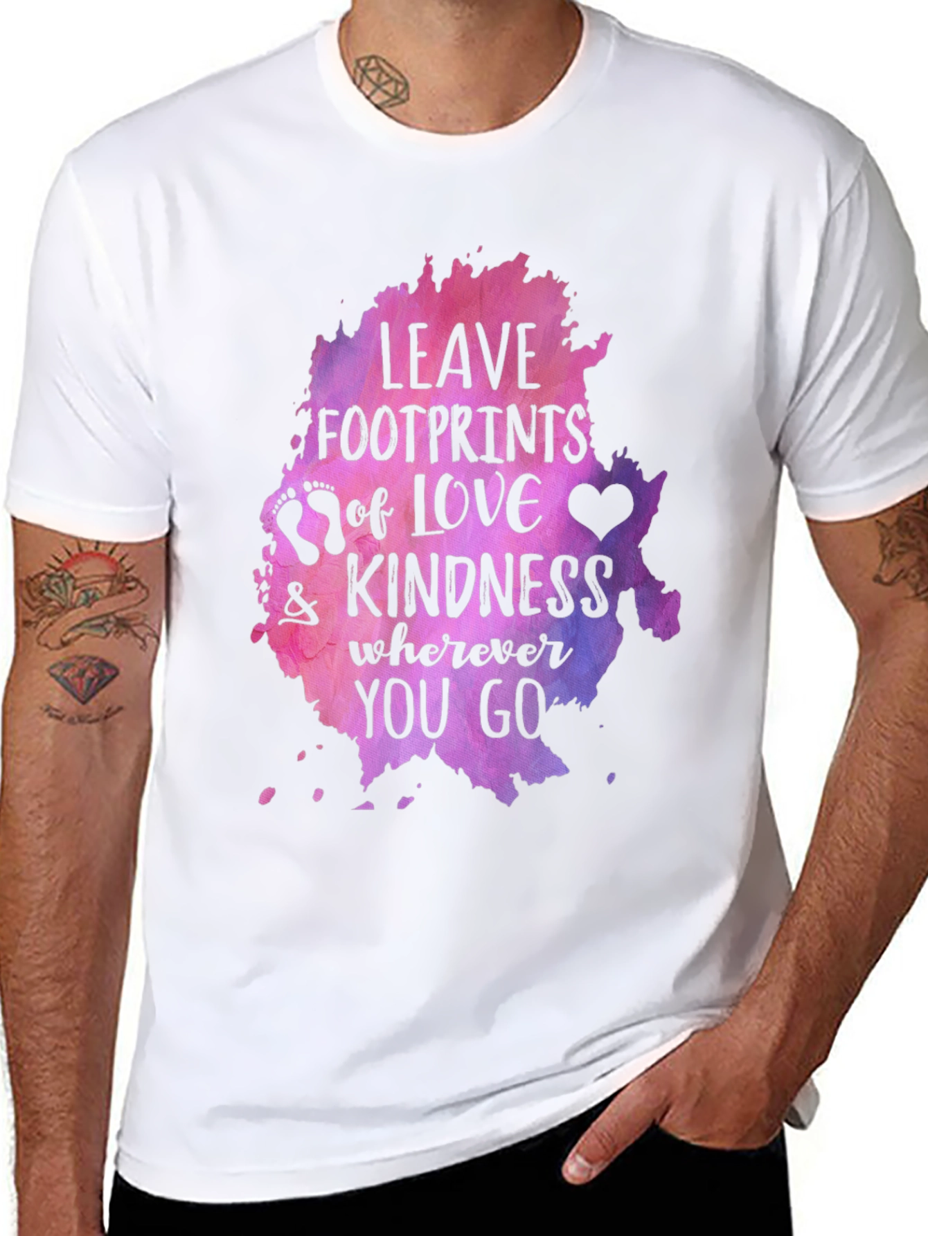 Leave Footprints of Love Kindness Graphic Tee - Black