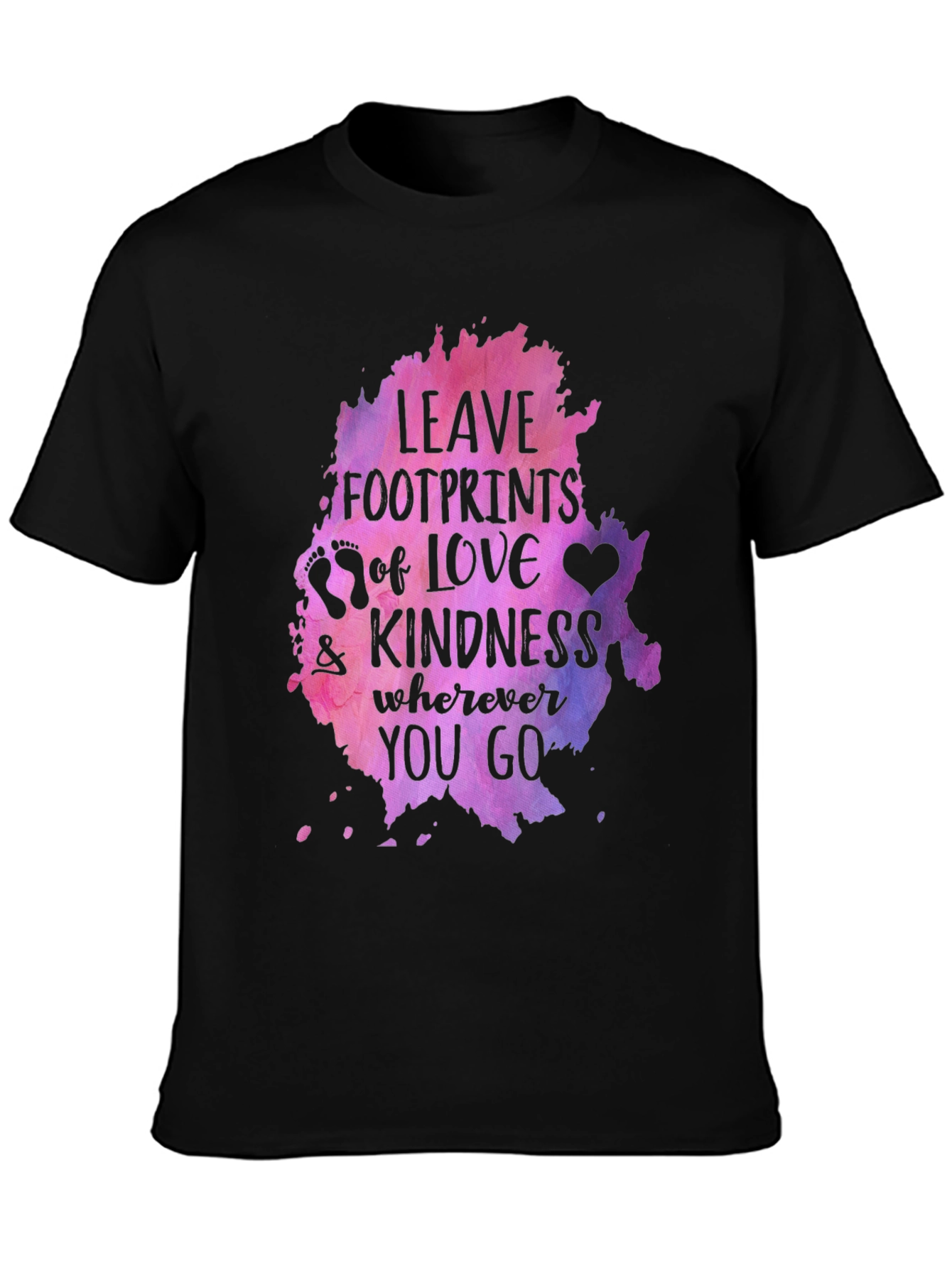 Leave Footprints of Love Kindness Graphic Tee - Black