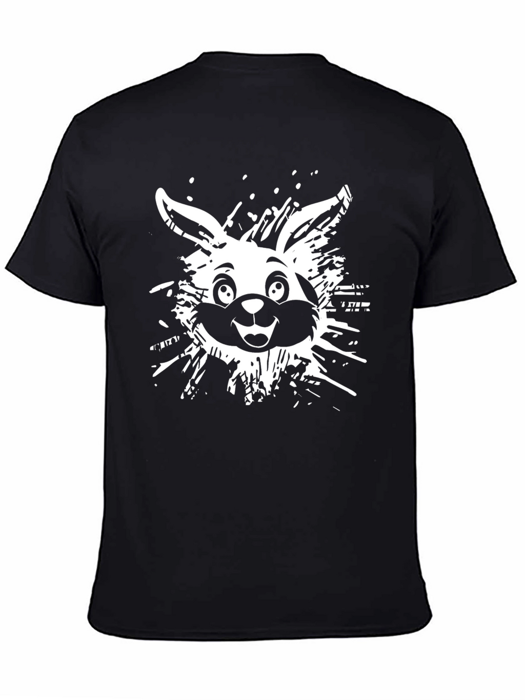 Bunny Graphic Tee - Black Cotton Casual T-Shirt