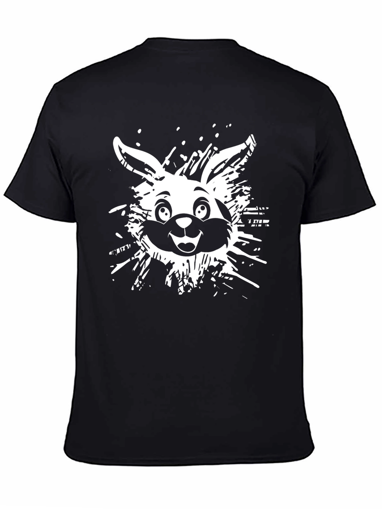 Bunny Graphic Tee - Black Cotton Casual T-Shirt