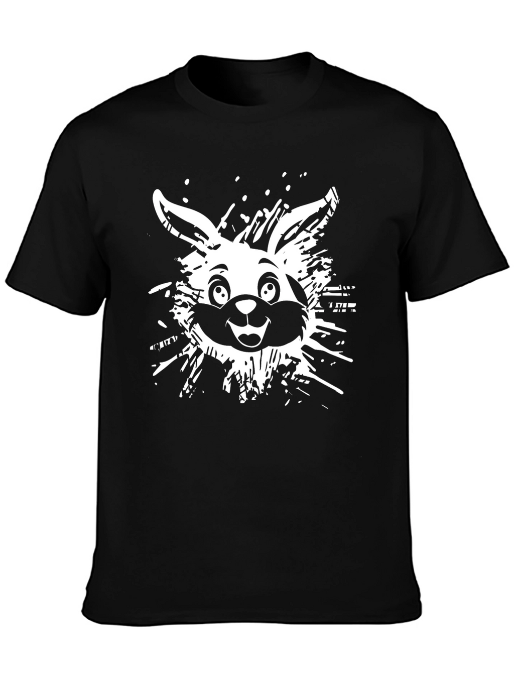 Bunny Graphic Tee - Black Cotton Casual T-Shirt