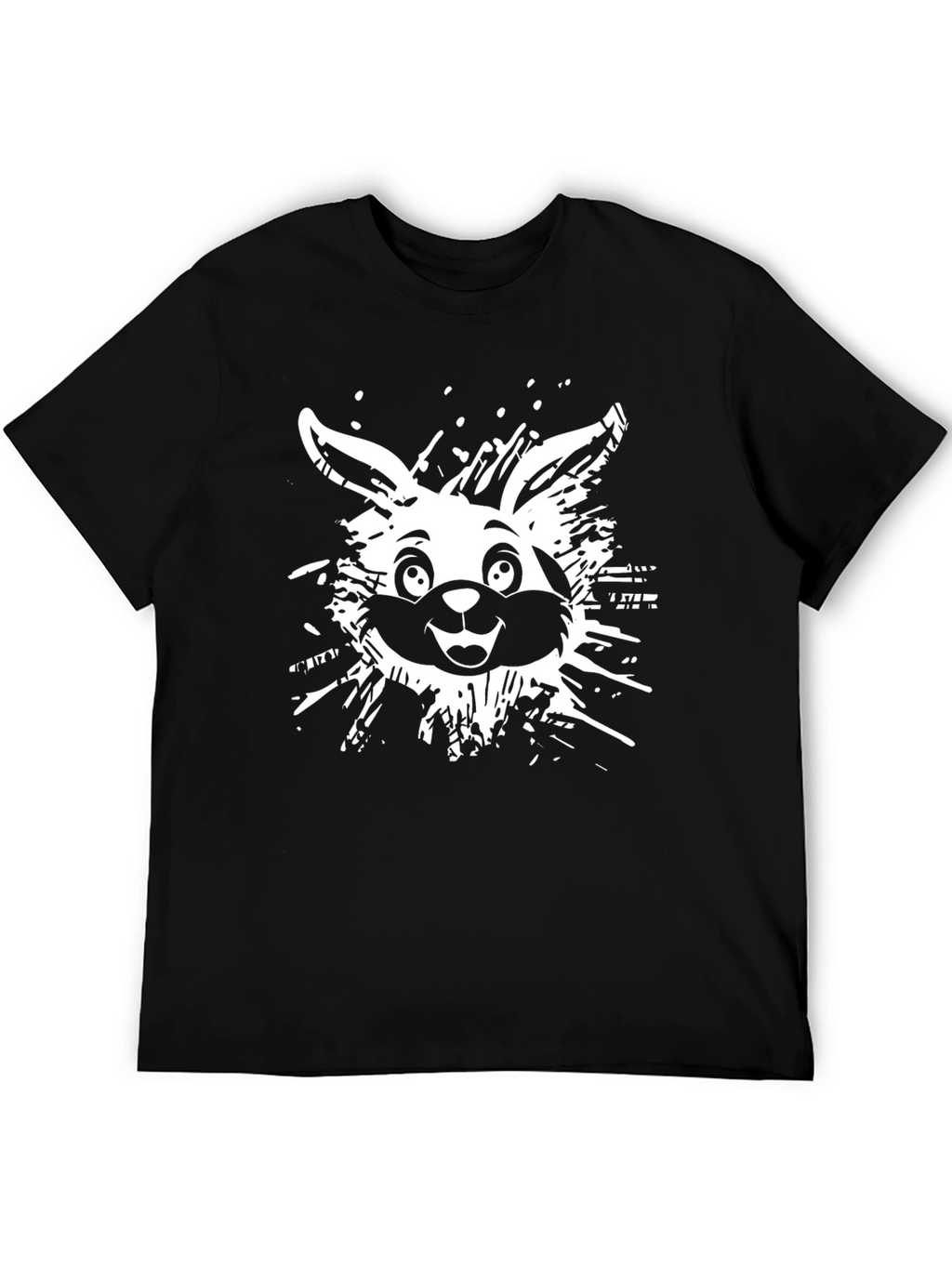 Bunny Graphic Tee - Black Cotton Casual T-Shirt