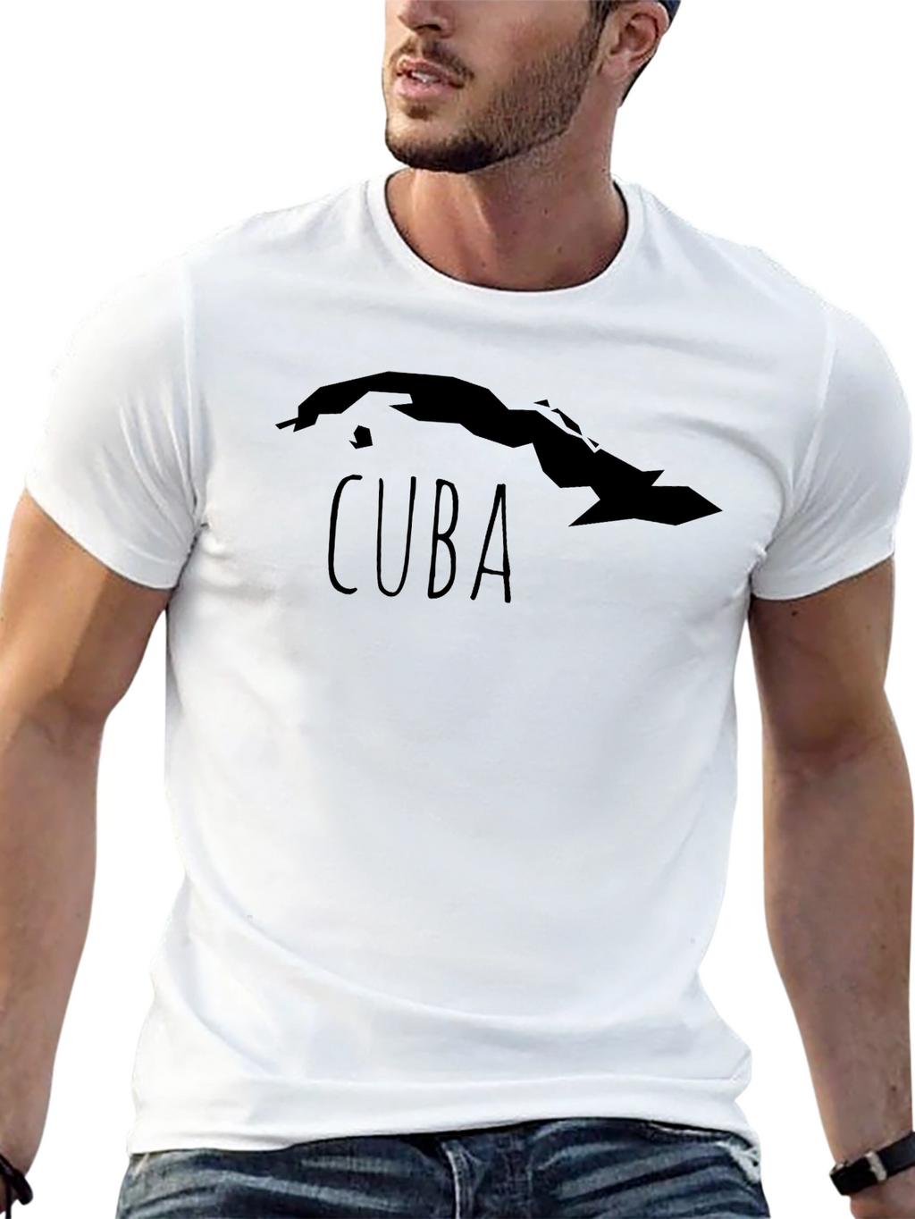 Cuba Map Graphic T-Shirt - Black