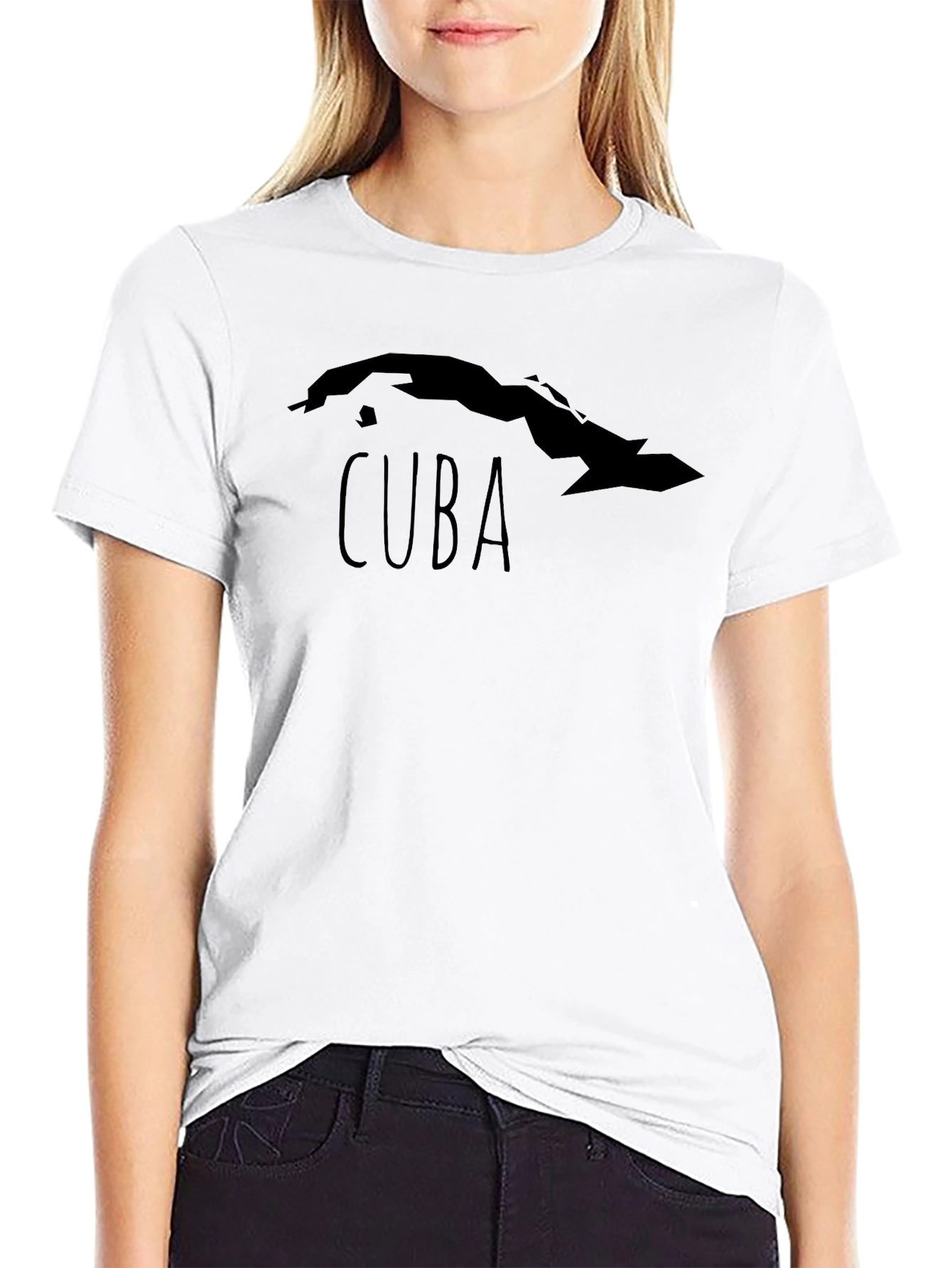 Cuba Map Graphic T-Shirt - Black