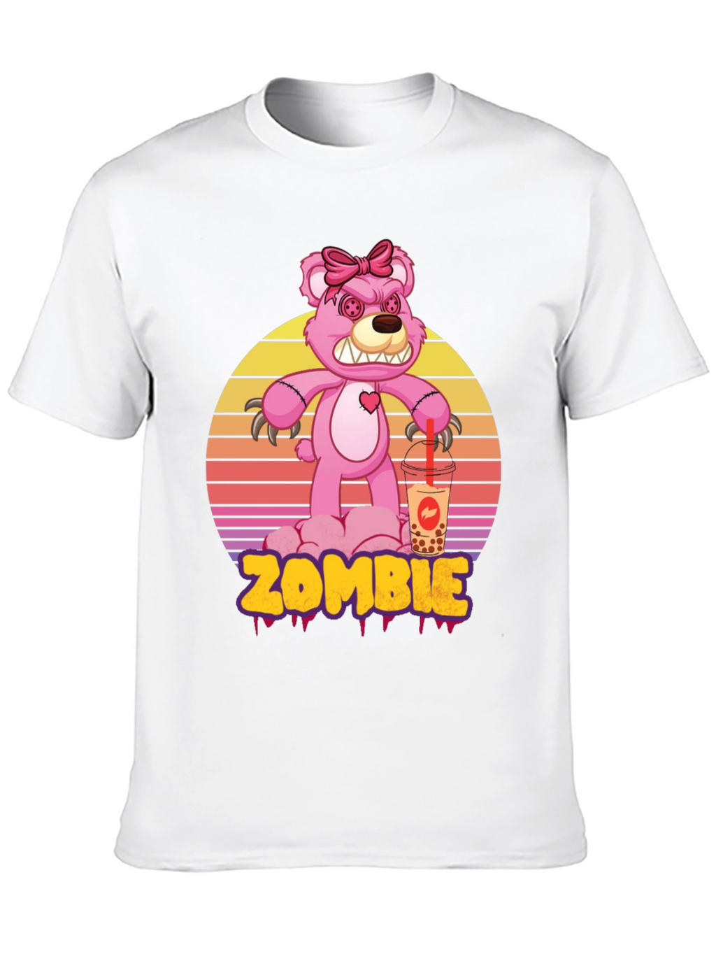 Zombie Bear Bubble Tea Graphic T-Shirt