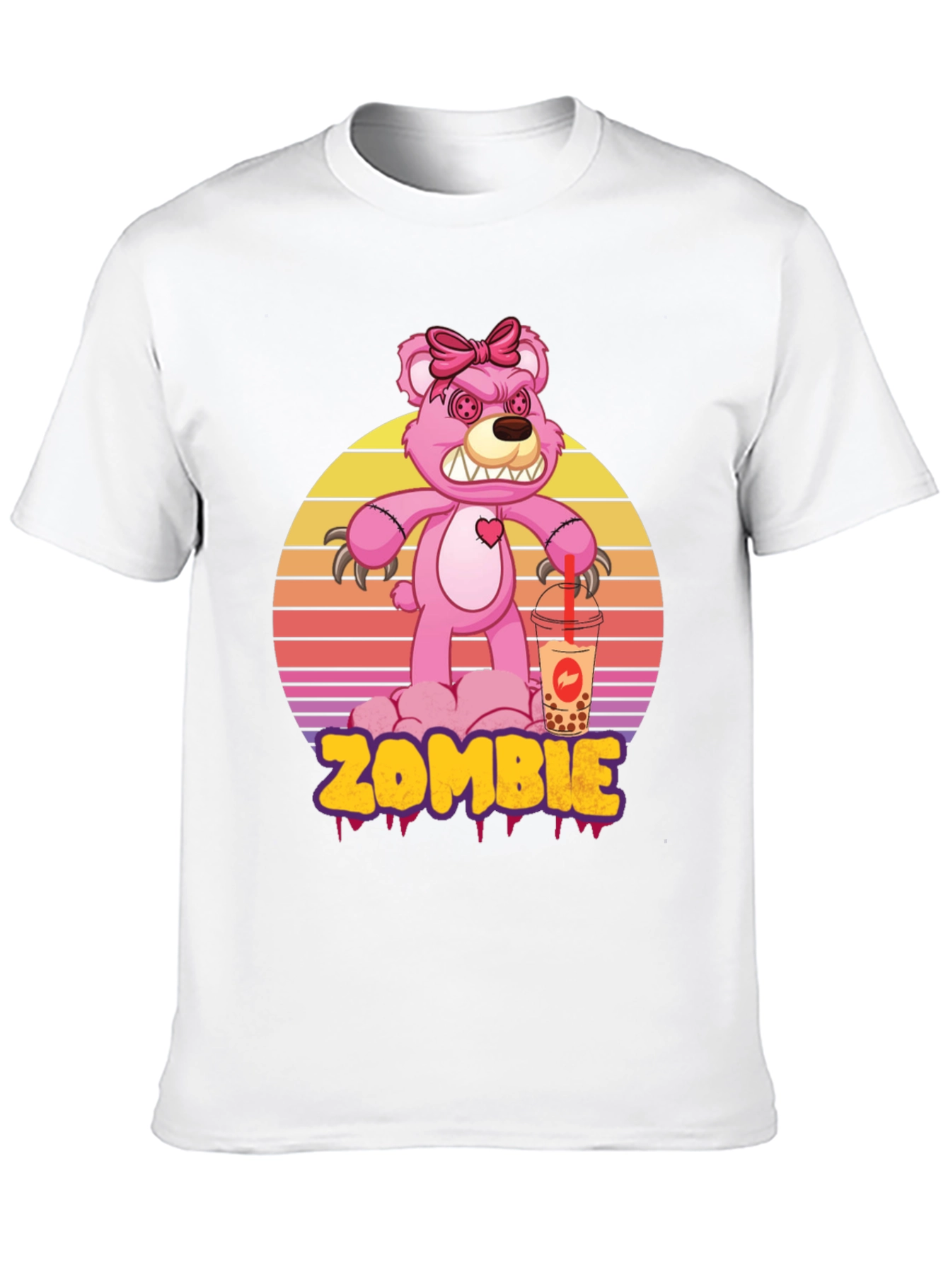 Zombie Bear Bubble Tea Graphic T-Shirt