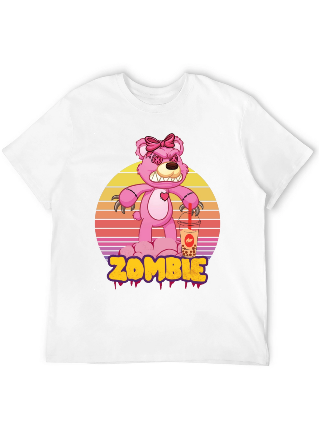 Zombie Bear Bubble Tea Graphic T-Shirt