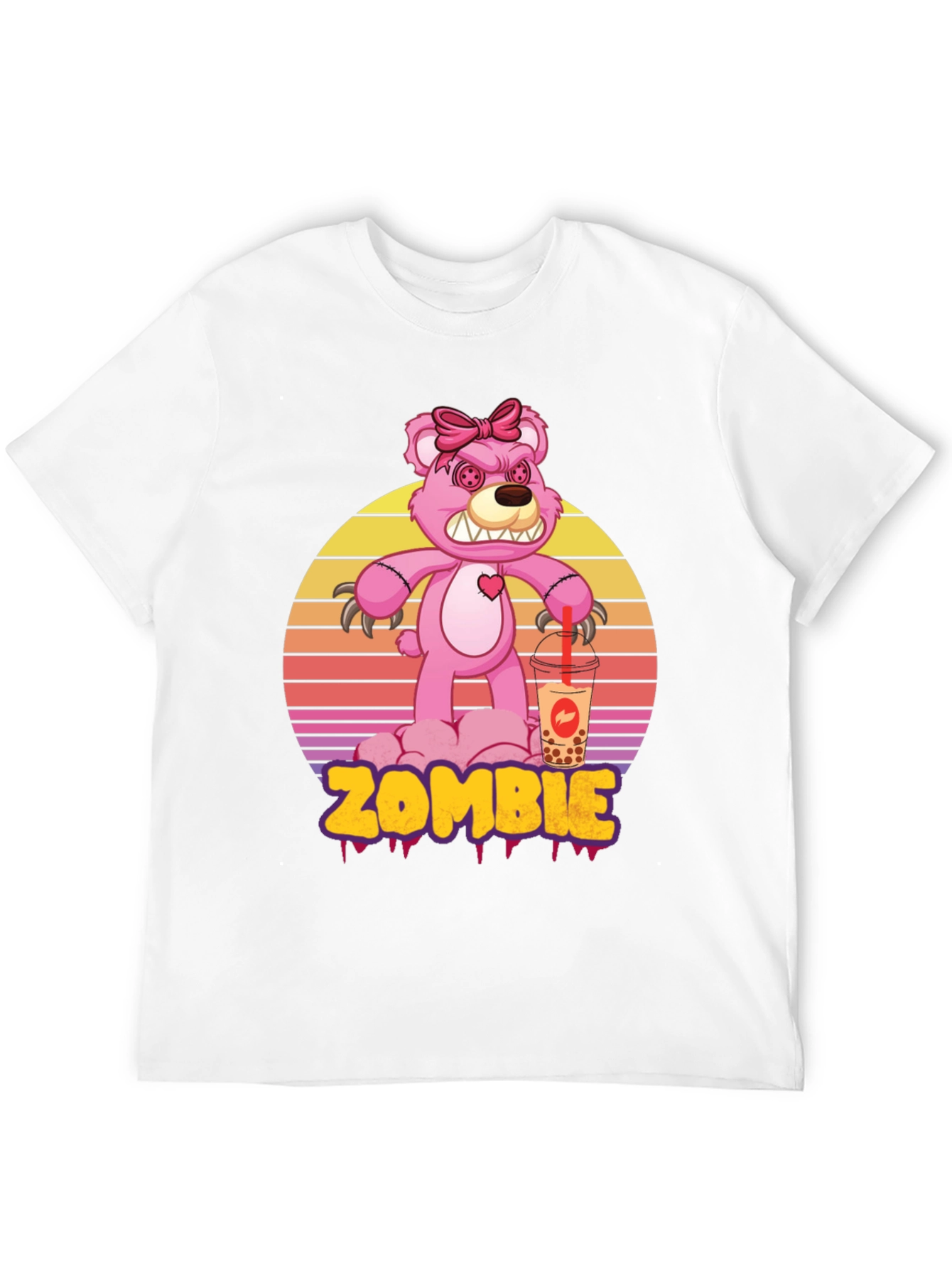 Zombie Bear Bubble Tea Graphic T-Shirt