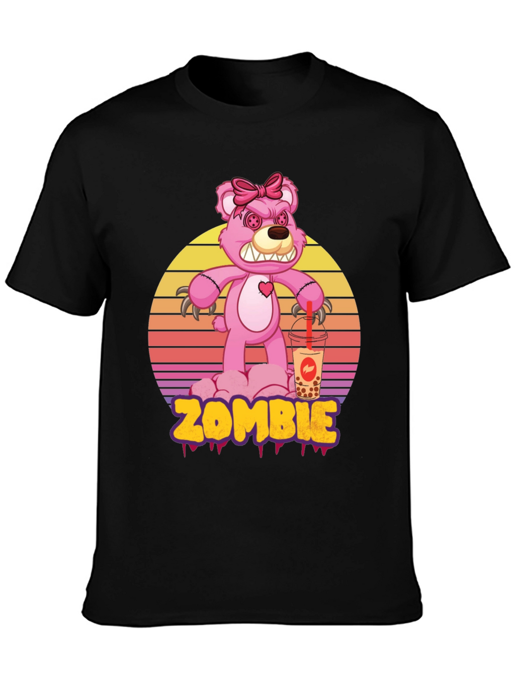 Zombie Bear Bubble Tea Graphic T-Shirt