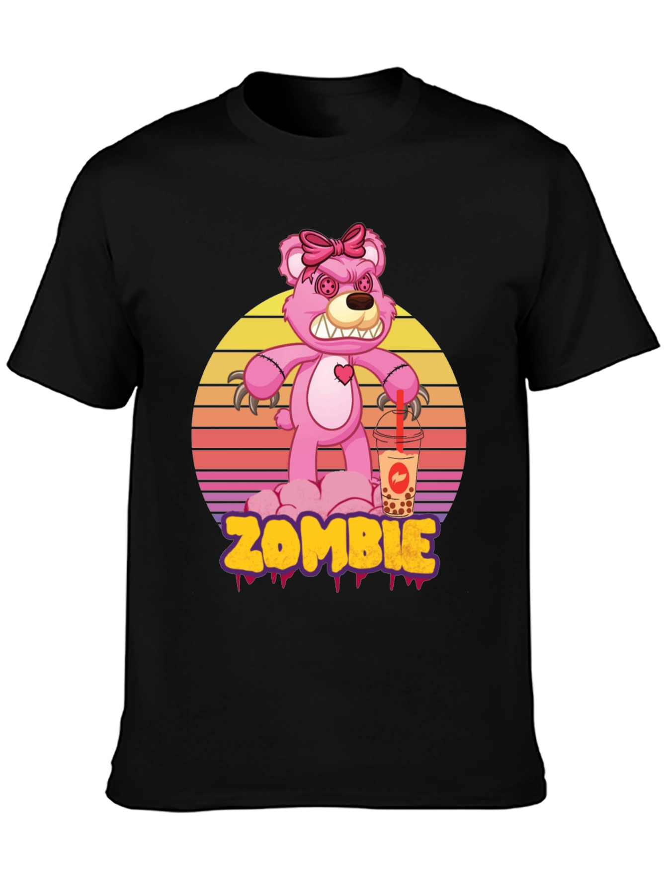 Zombie Bear Bubble Tea Graphic T-Shirt