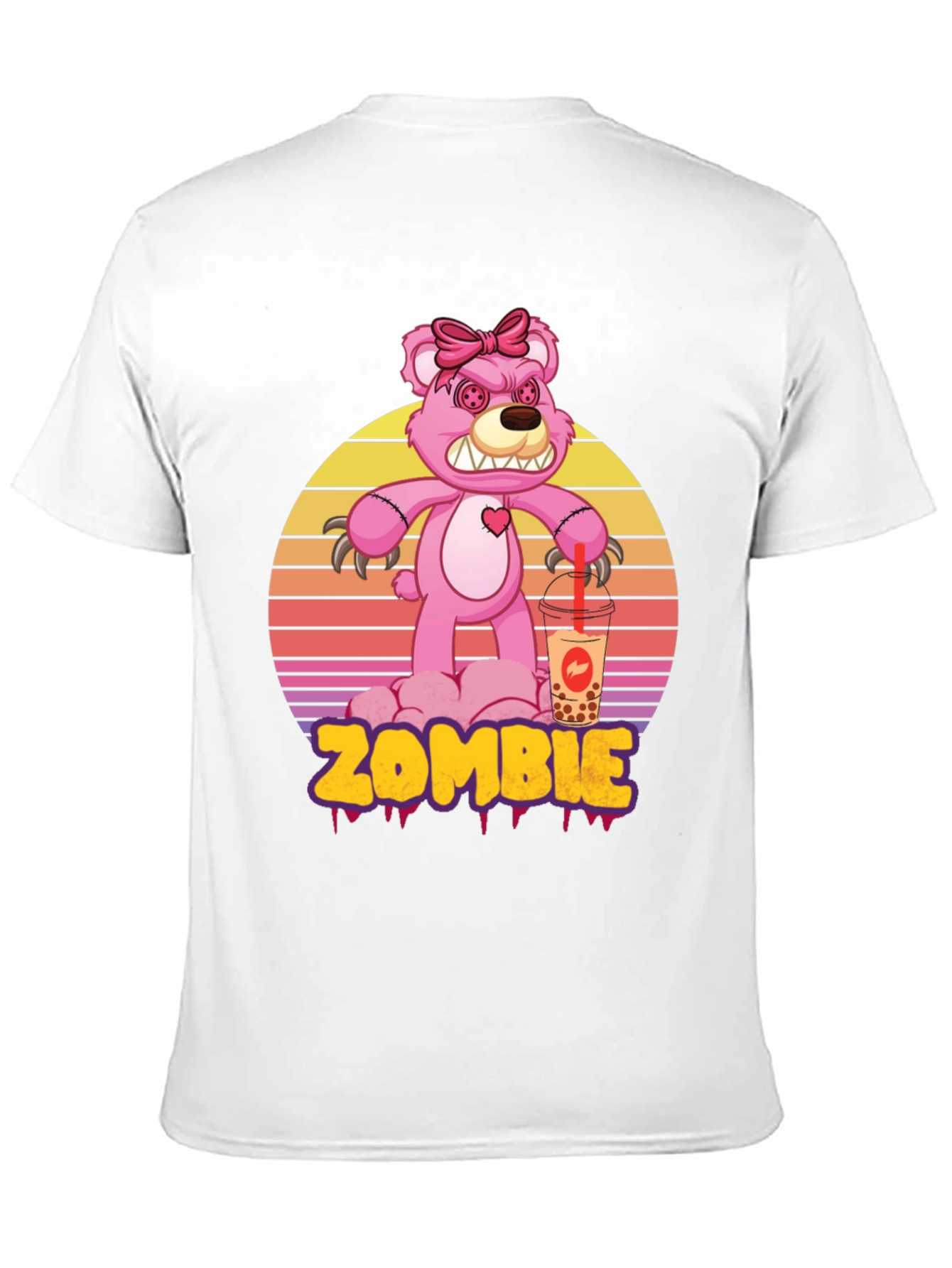 Zombie Bear Bubble Tea Graphic T-Shirt