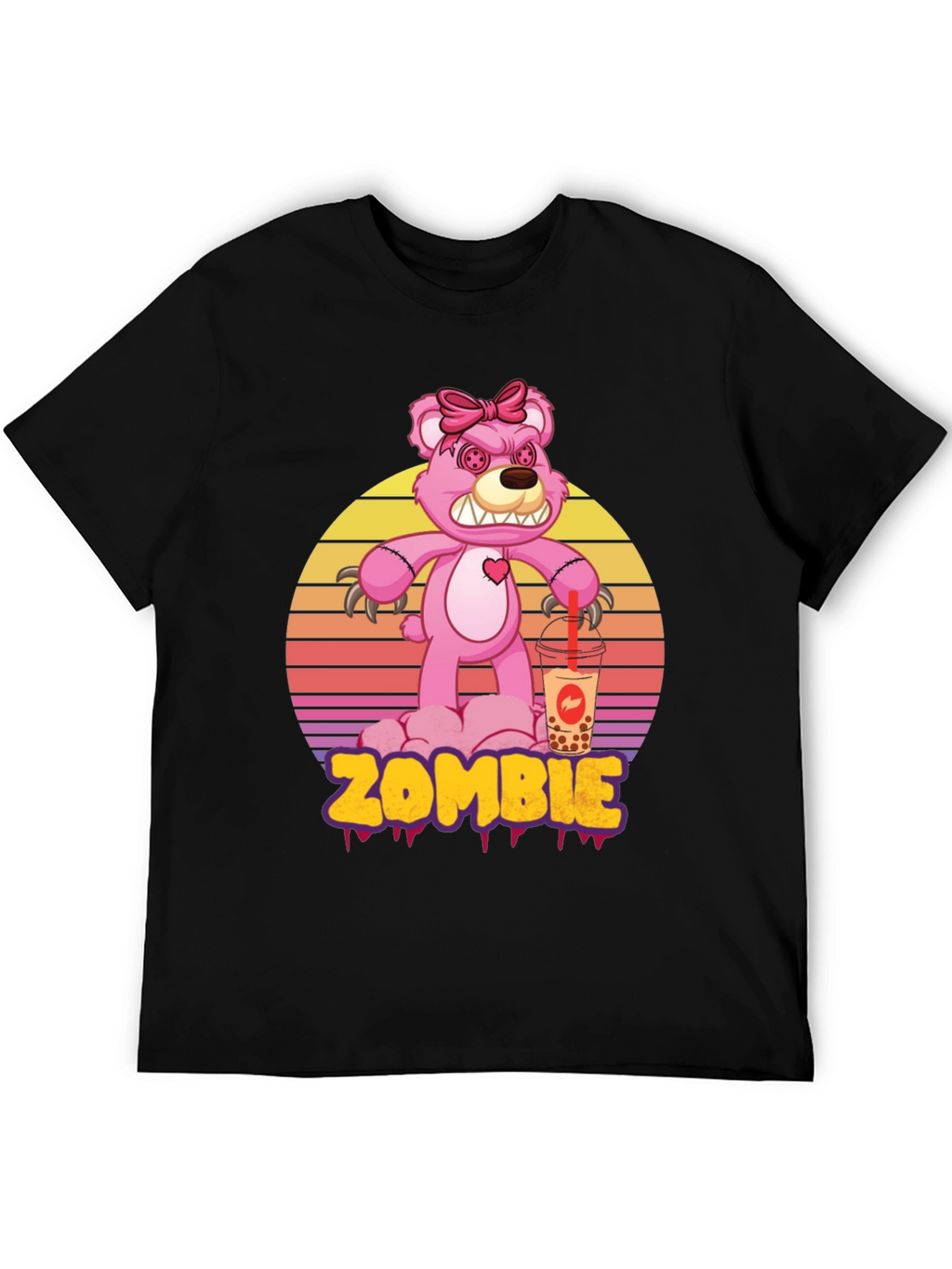 Zombie Bear Bubble Tea Graphic T-Shirt