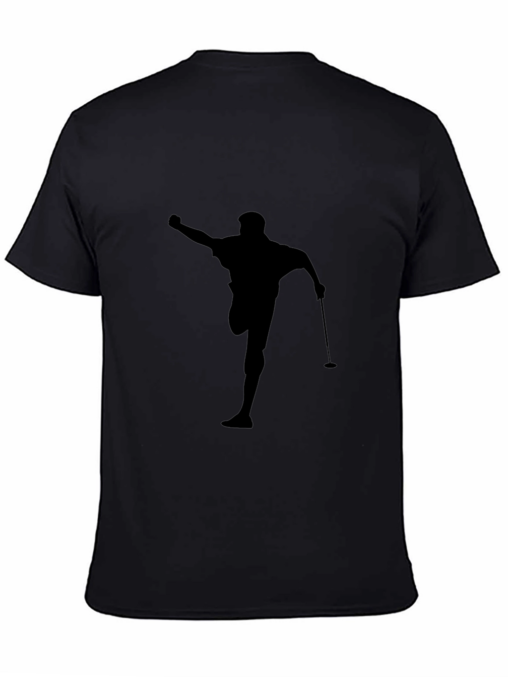 Golfer Silhouette Graphic Tee - Black Cotton Casual