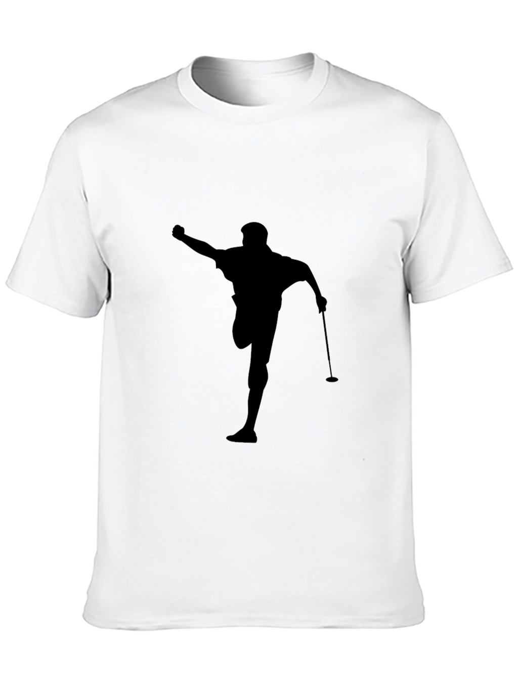 Golfer Silhouette Graphic Tee - Black Cotton Casual