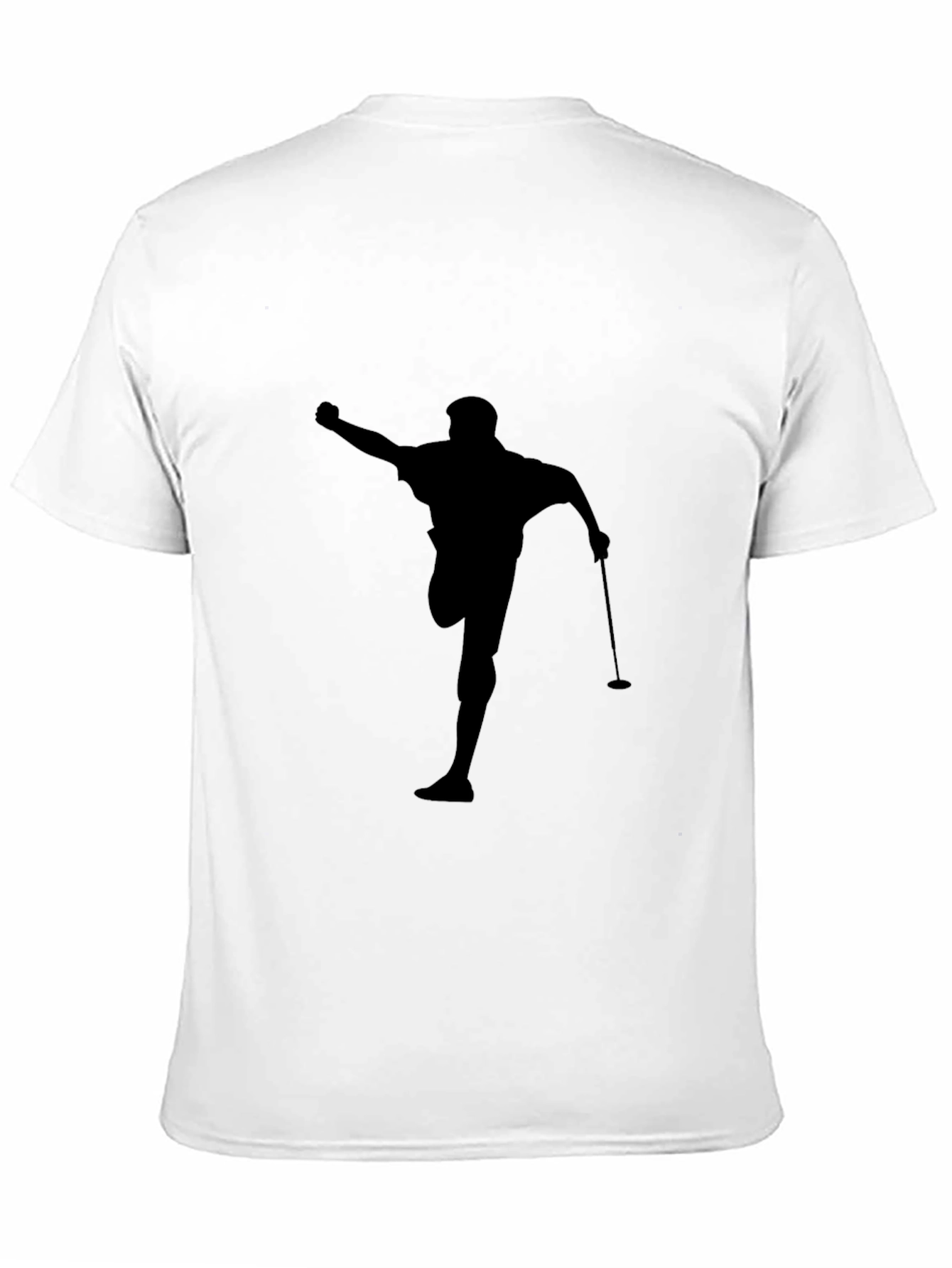 Golfer Silhouette Graphic Tee - Black Cotton Casual