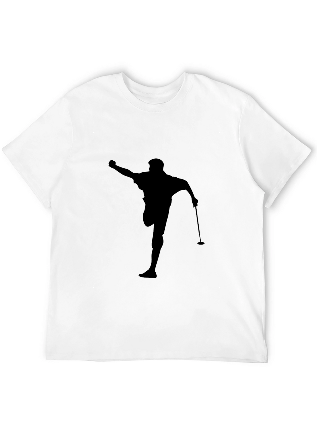 Golfer Silhouette Graphic Tee - Black Cotton Casual