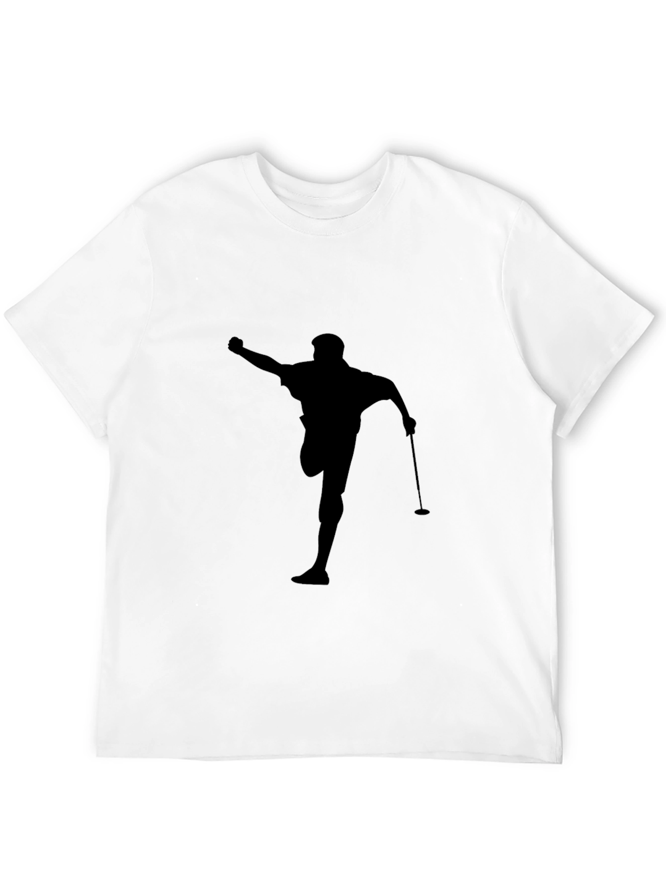 Golfer Silhouette Graphic Tee - Black Cotton Casual