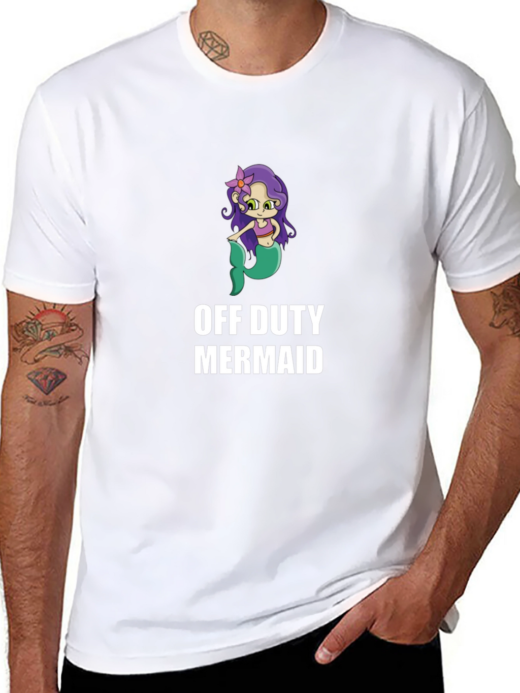 Off Duty Mermaid Graphic T-Shirt - Novelty Tee
