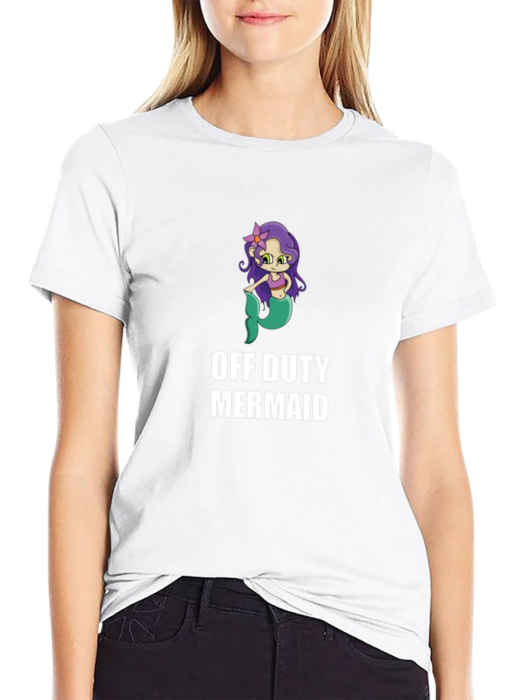 Off Duty Mermaid Graphic T-Shirt - Novelty Tee