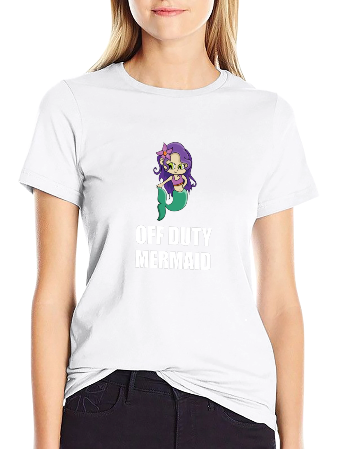 Off Duty Mermaid Graphic T-Shirt - Novelty Tee