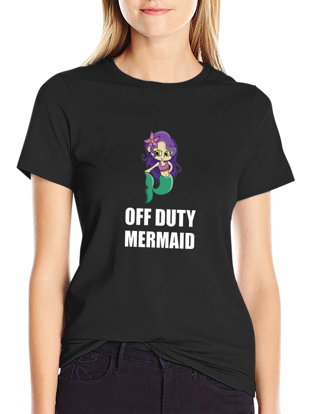 Off Duty Mermaid Graphic T-Shirt - Novelty Tee