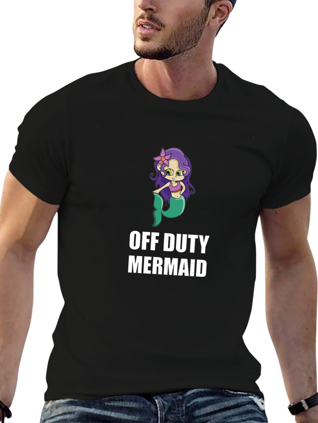 Off Duty Mermaid Graphic T-Shirt - Novelty Tee