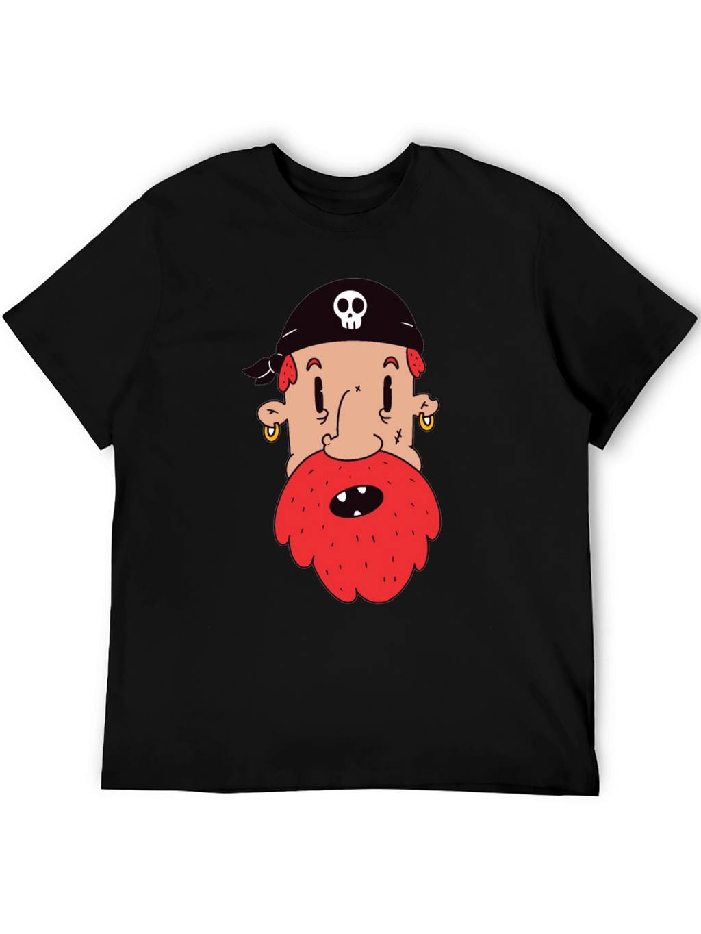 Pirate Cartoon Graphic Black T-Shirt