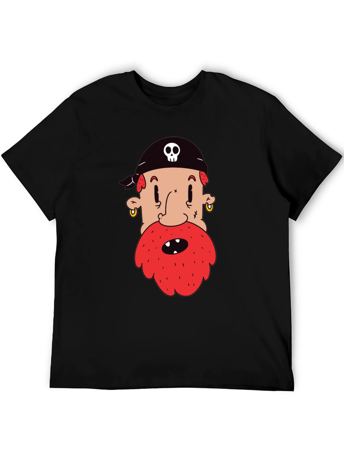 Pirate Cartoon Graphic Black T-Shirt