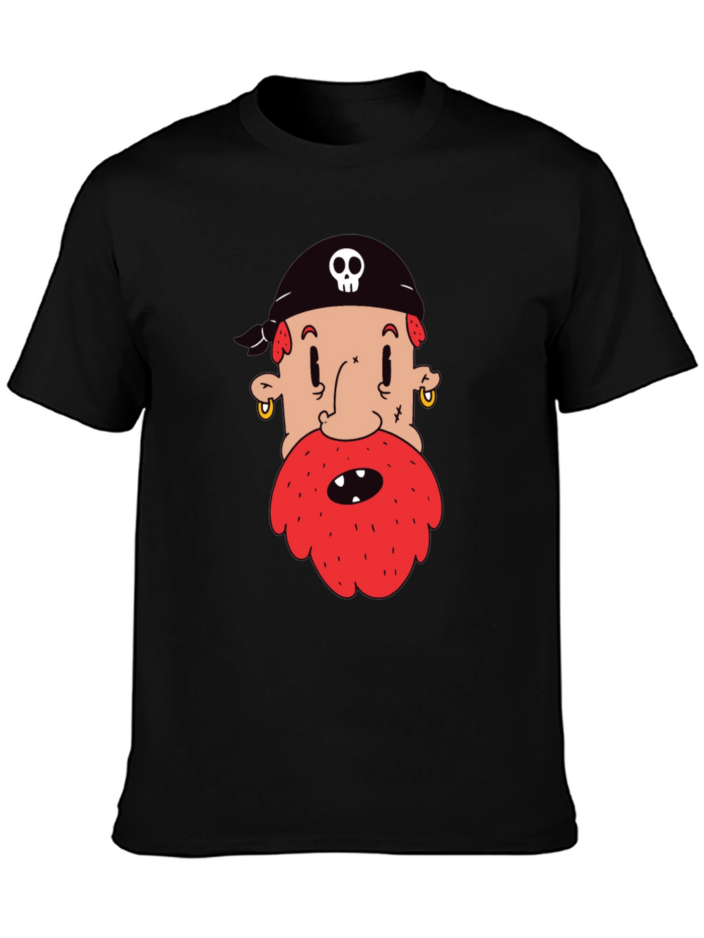 Pirate Cartoon Graphic Black T-Shirt