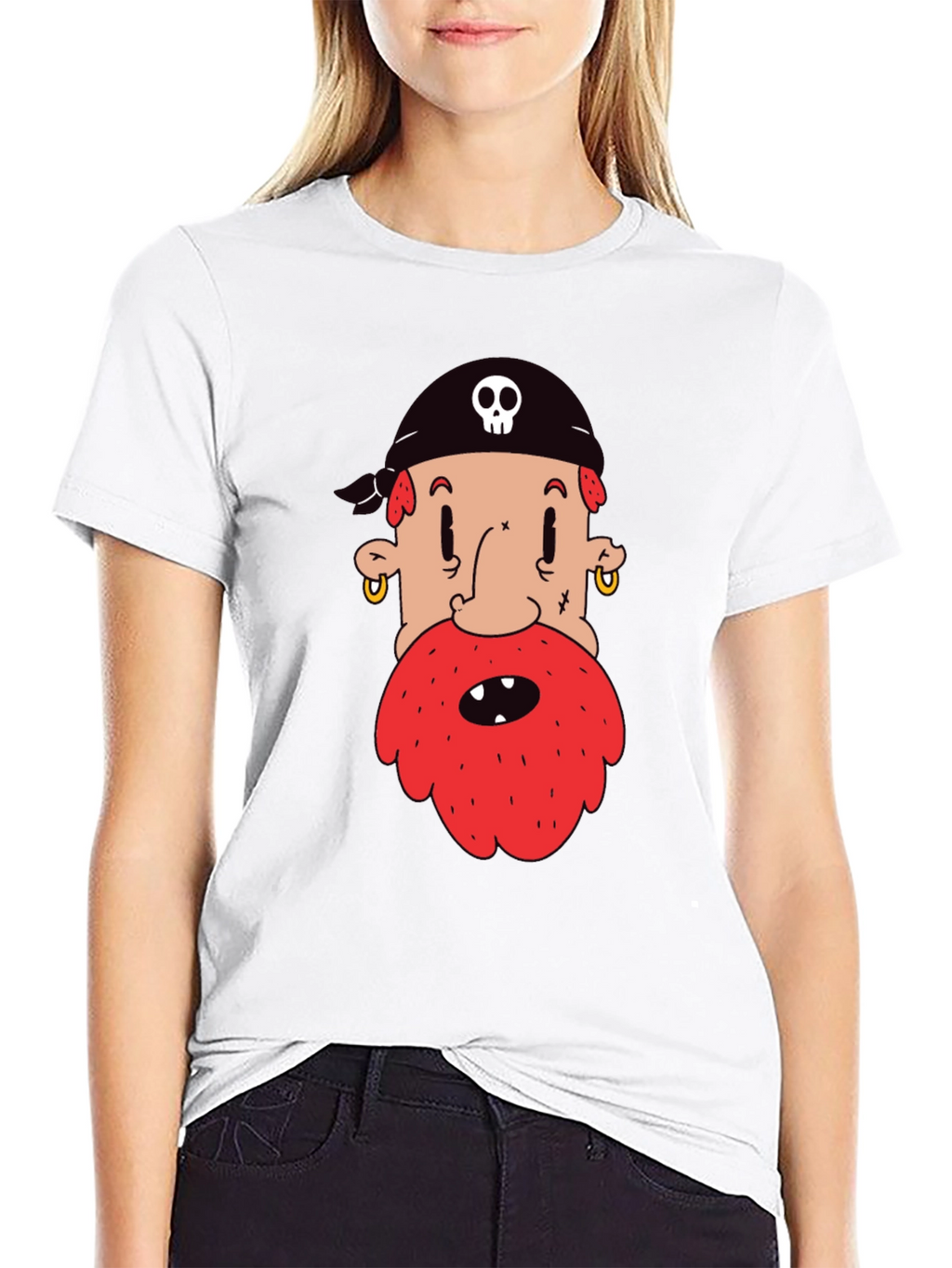 Pirate Cartoon Graphic Black T-Shirt