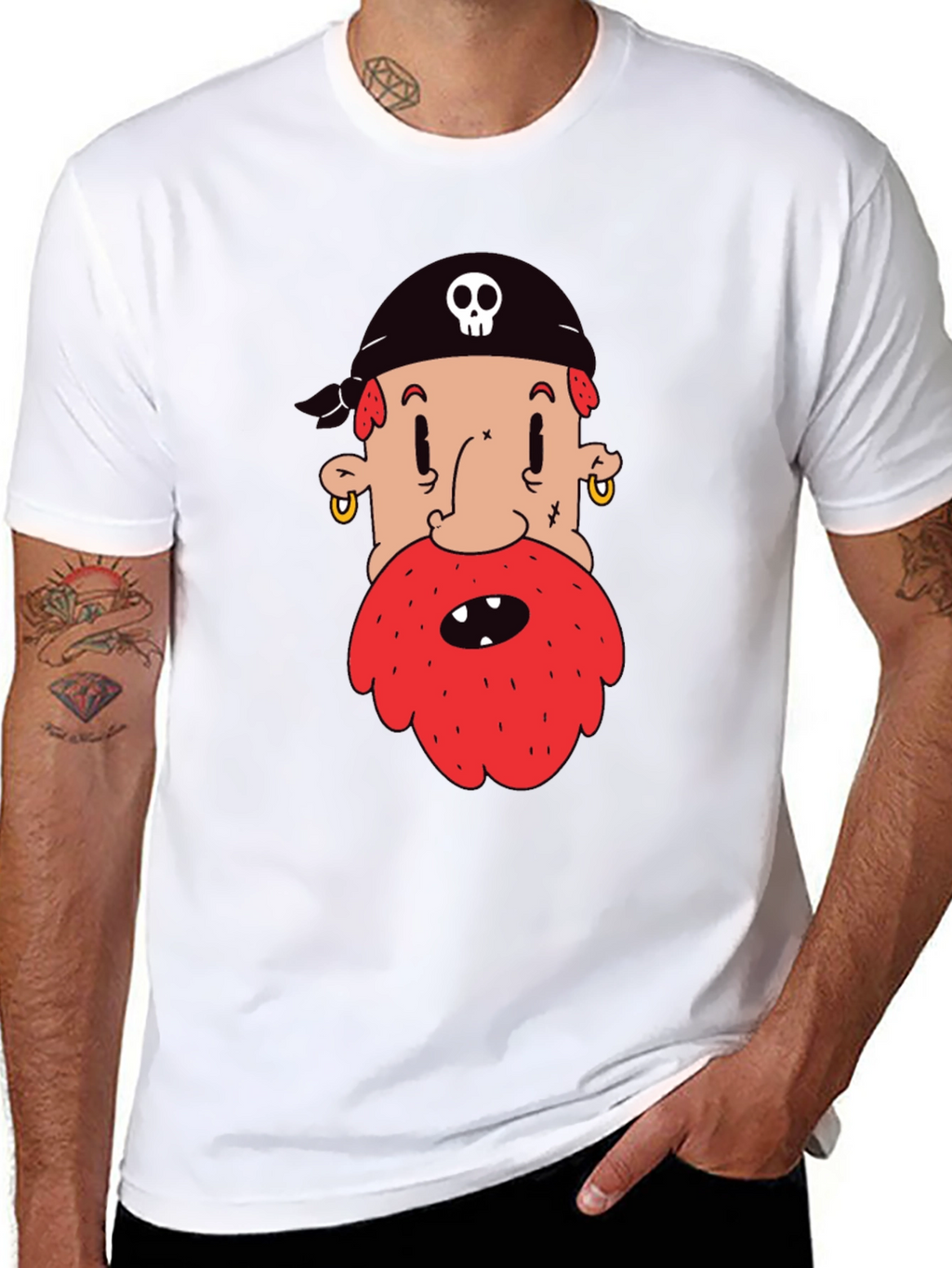 Pirate Cartoon Graphic Black T-Shirt