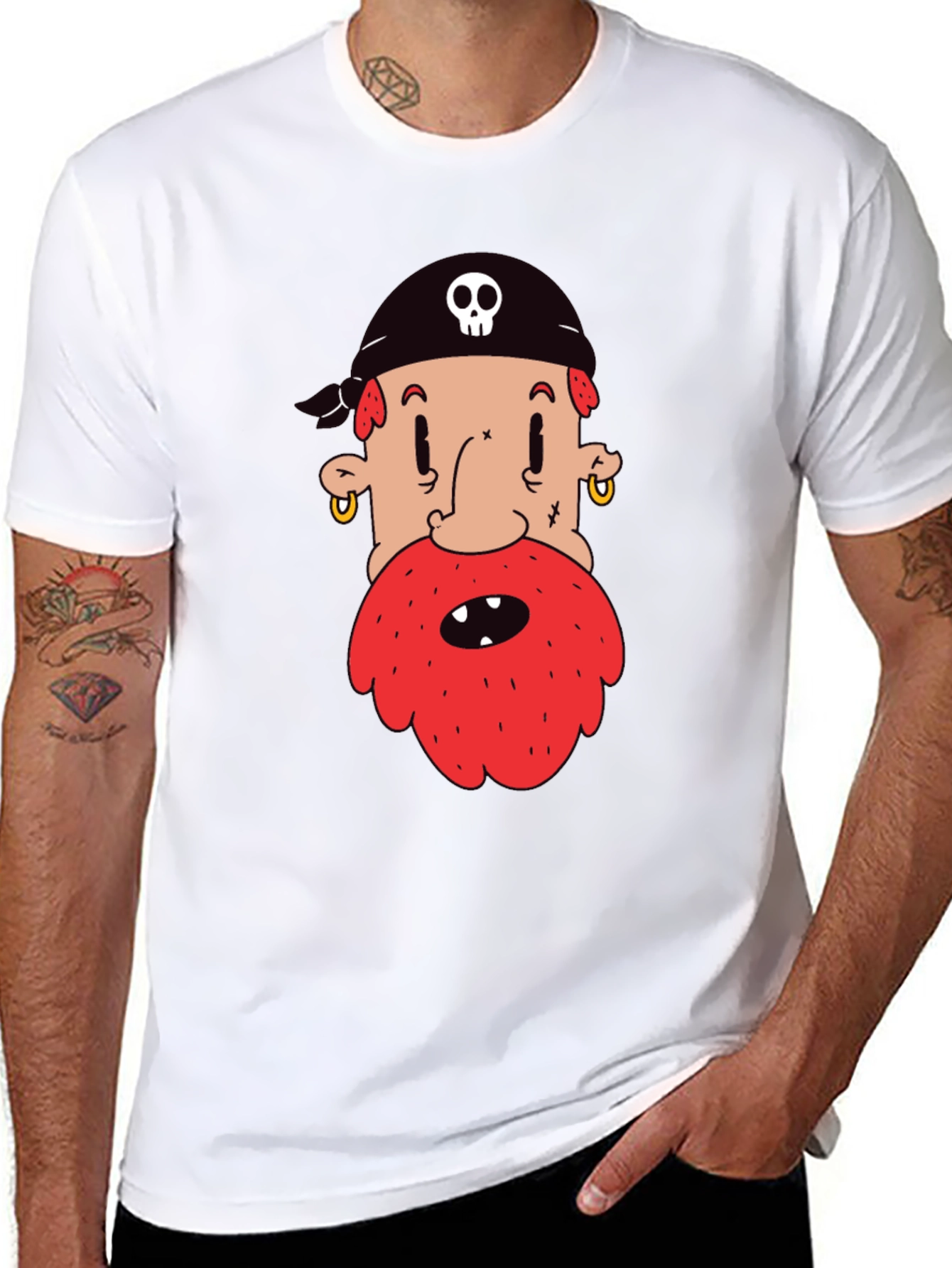 Pirate Cartoon Graphic Black T-Shirt