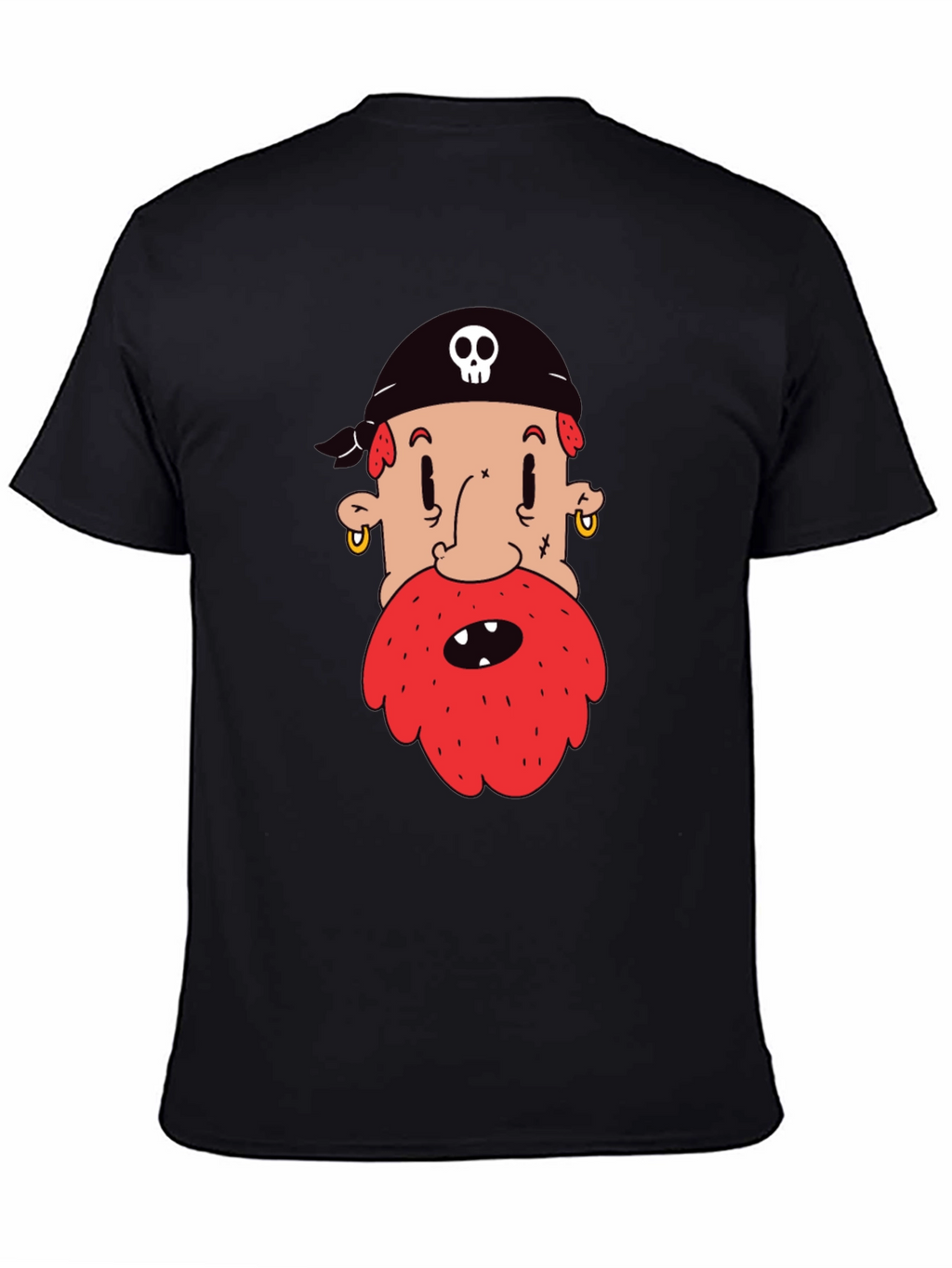 Pirate Cartoon Graphic Black T-Shirt