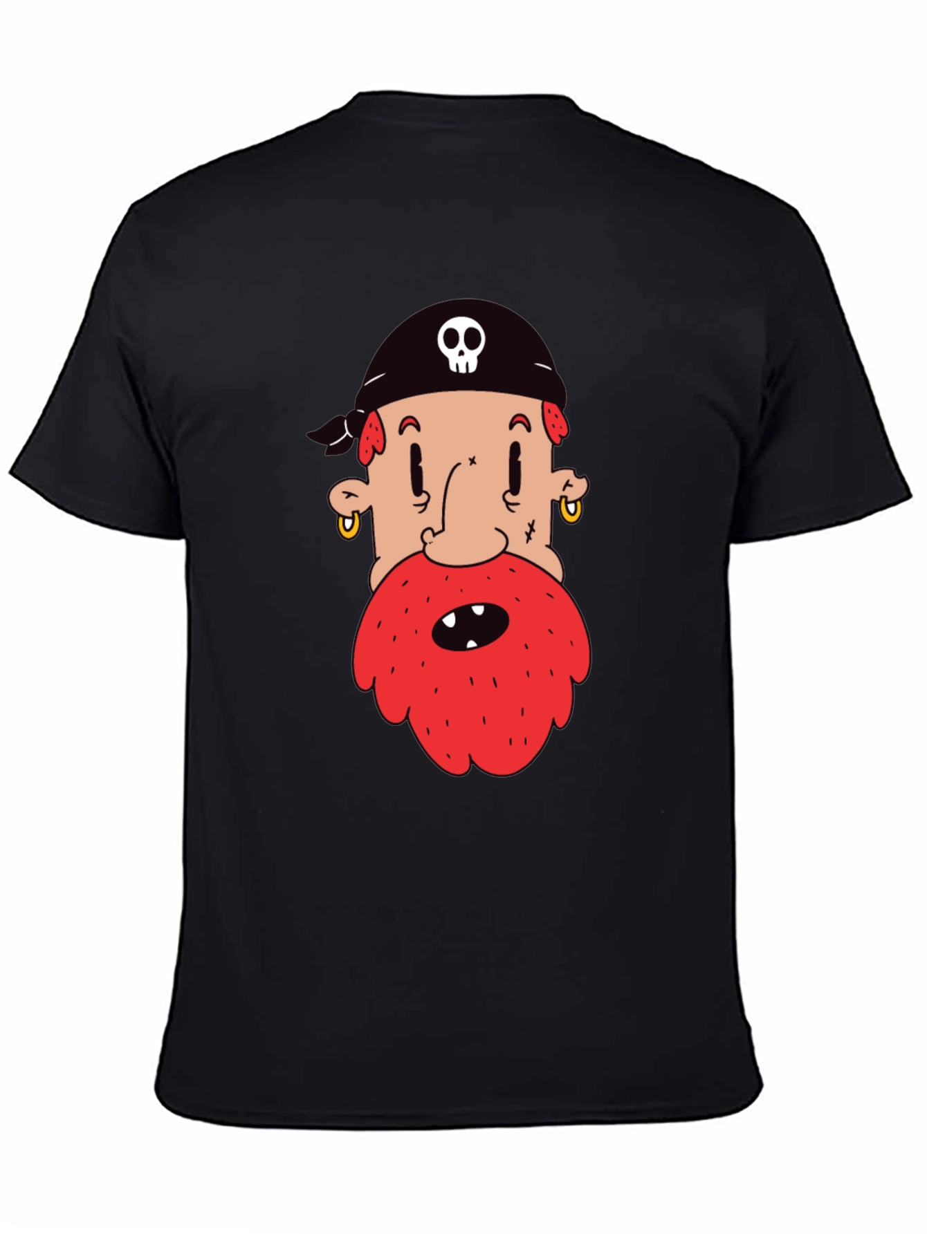 Pirate Cartoon Graphic Black T-Shirt