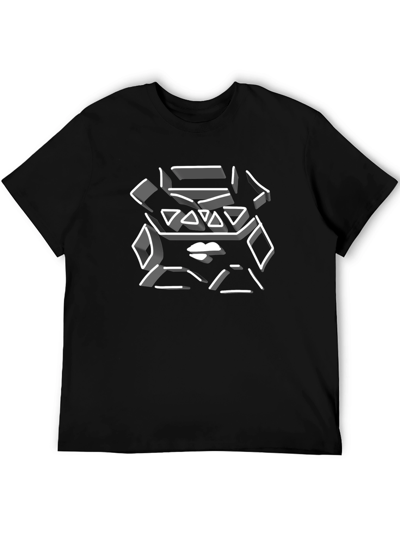 Abstract Geometric Lips Graphic Tee - Black