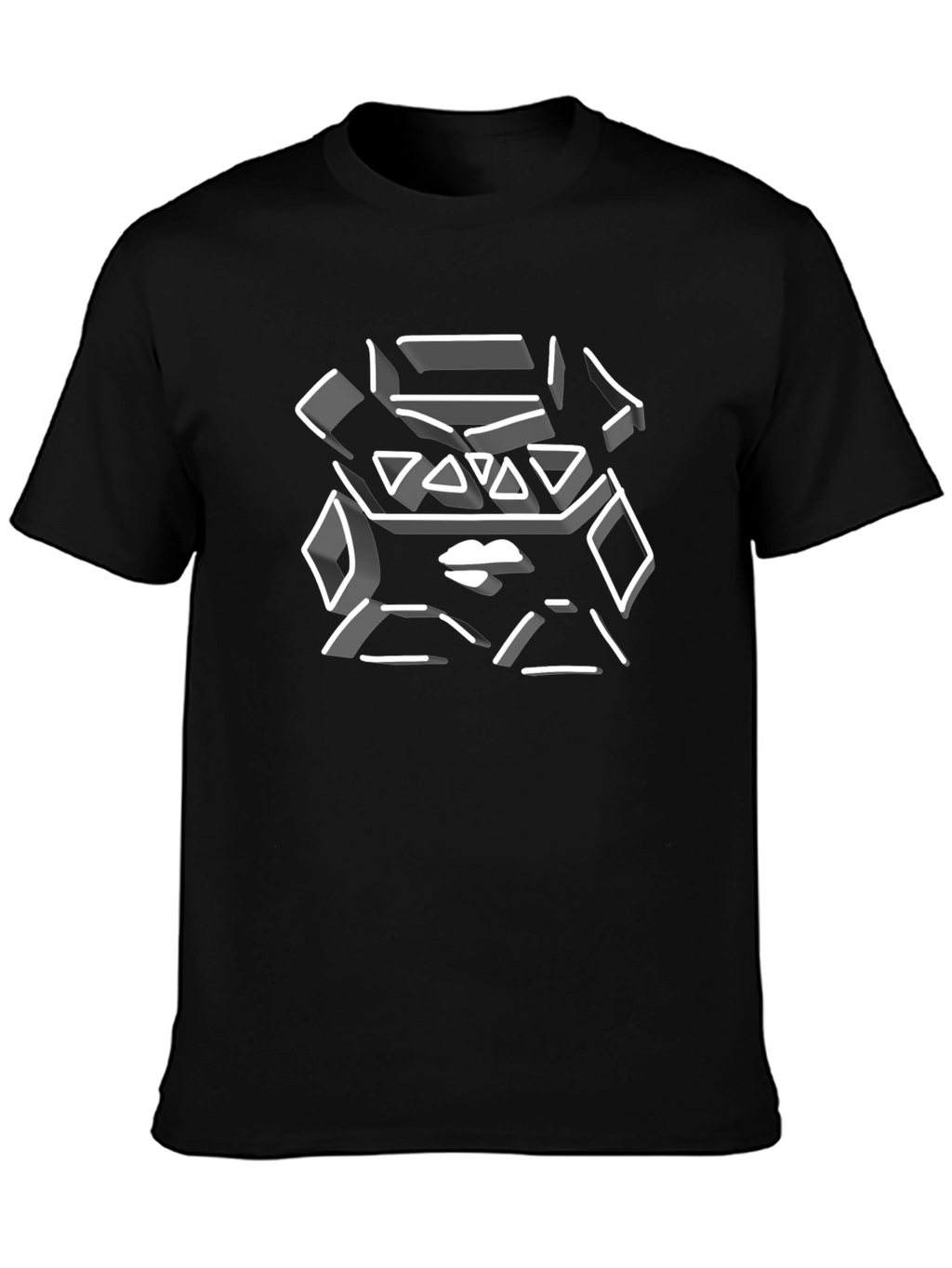 Abstract Geometric Lips Graphic Tee - Black