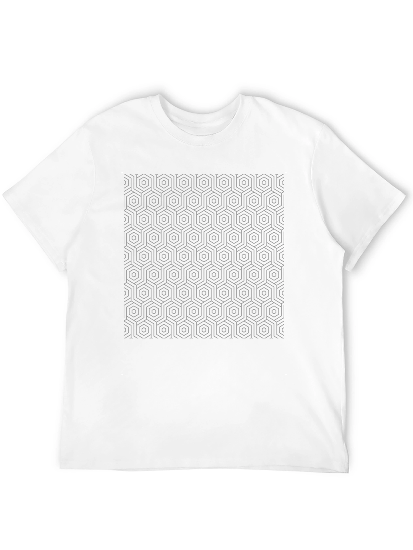 Geometric Hexagon Patterned Black T-Shirt