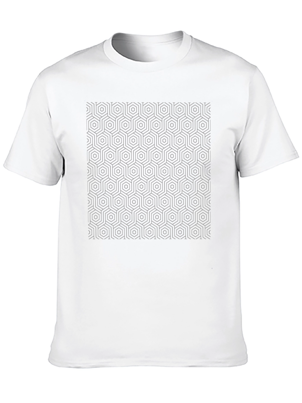 Geometric Hexagon Patterned Black T-Shirt