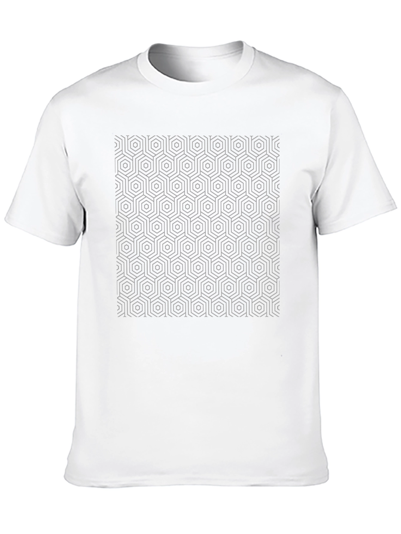 Geometric Hexagon Patterned Black T-Shirt