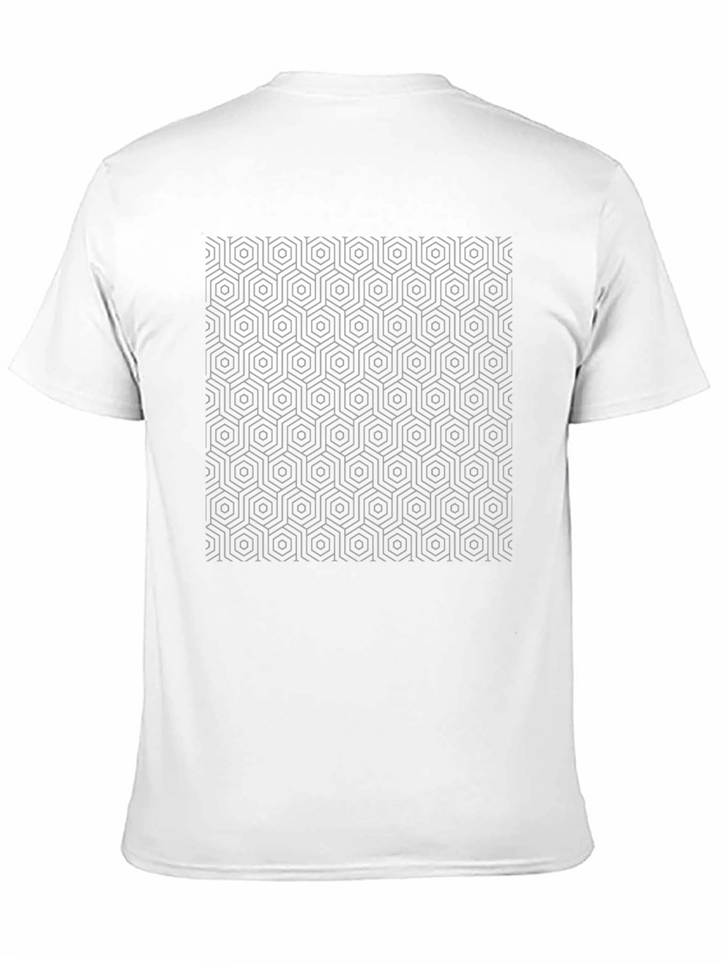Geometric Hexagon Patterned Black T-Shirt