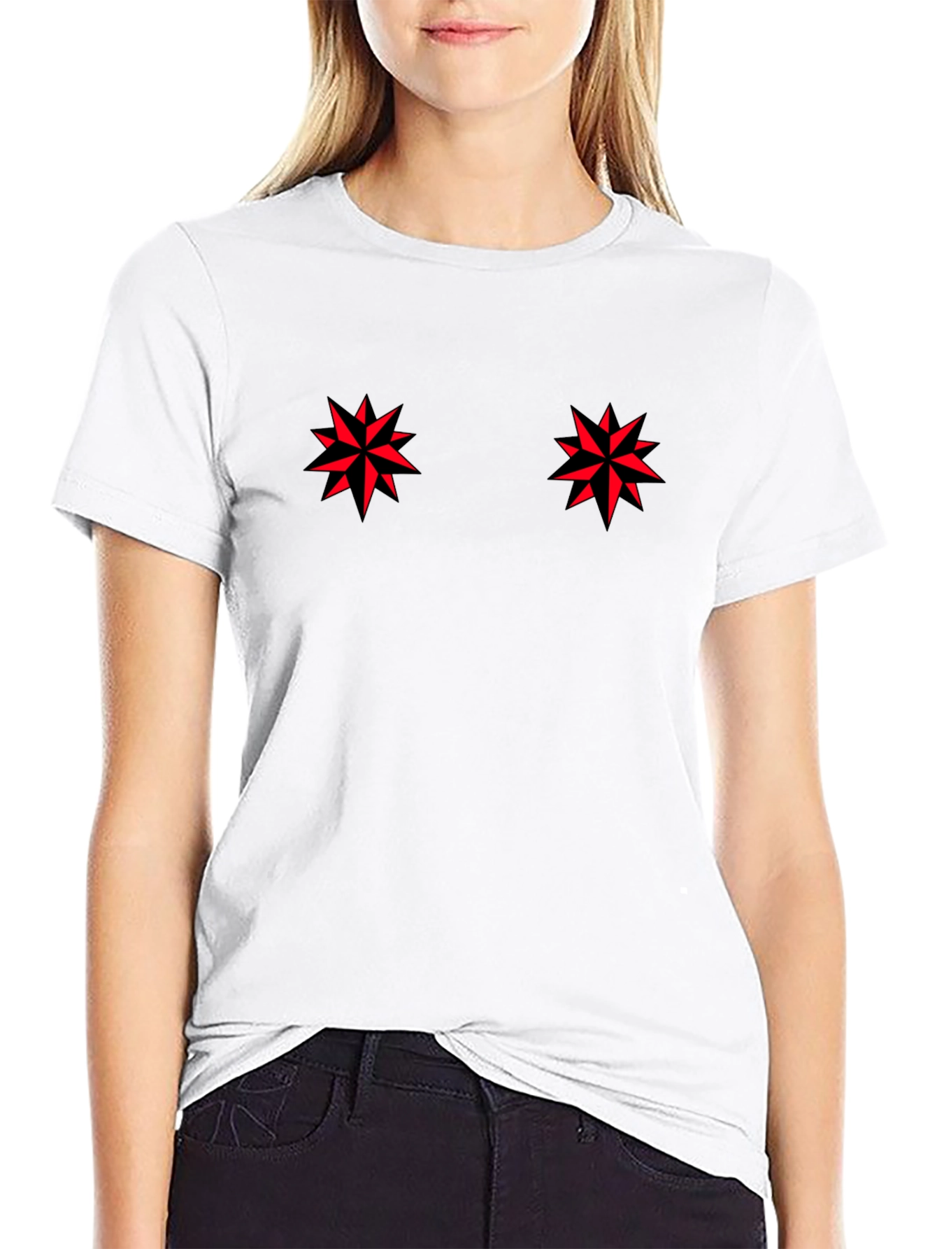 Edgy Starburst Graphic Black T-Shirt