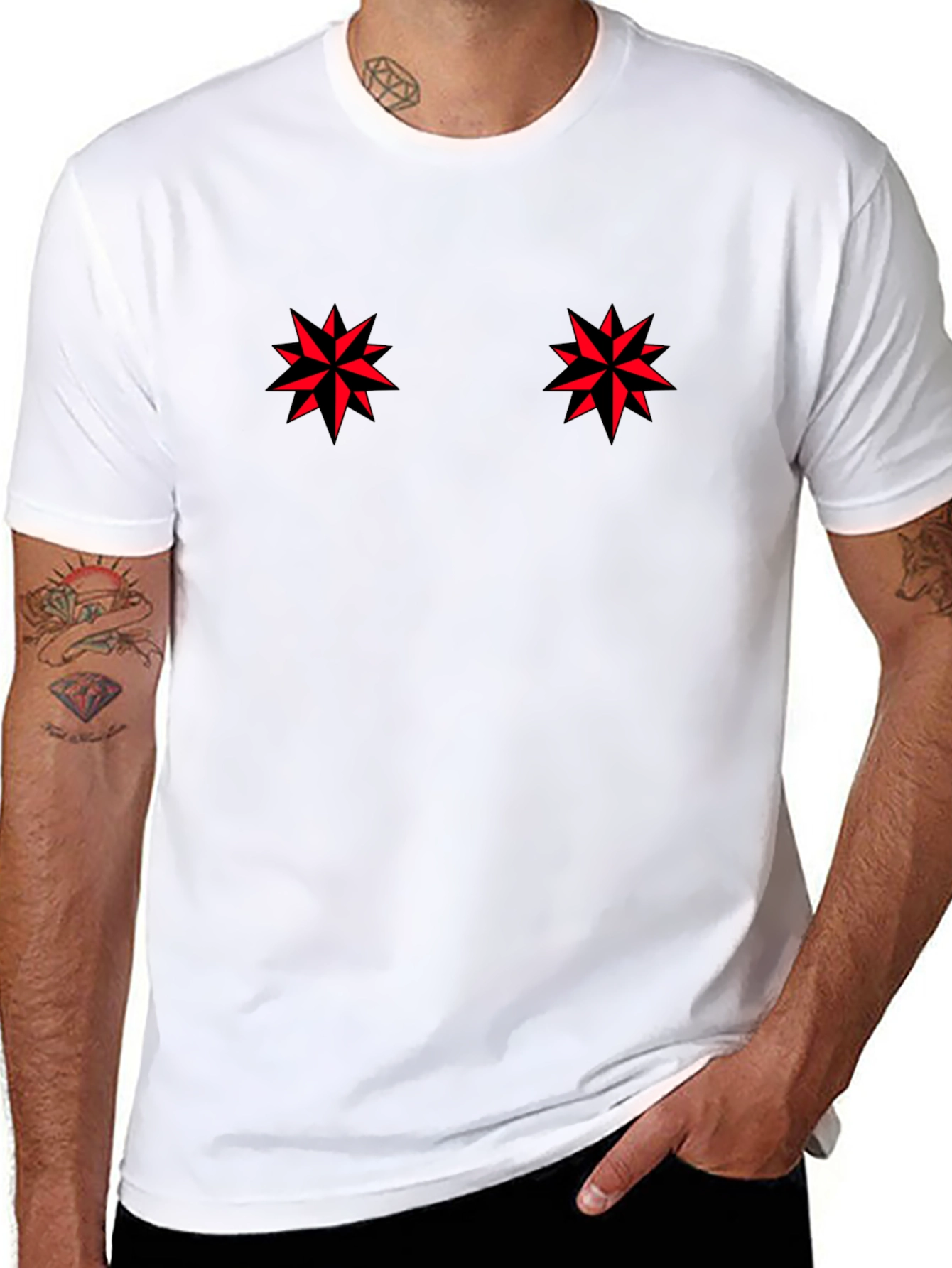 Edgy Starburst Graphic Black T-Shirt
